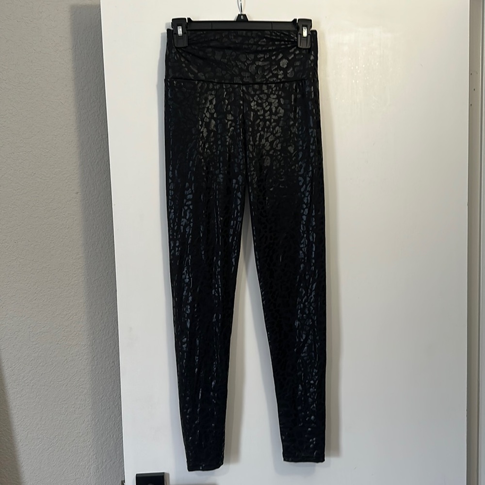 Pleather type leopard print leggings size small
